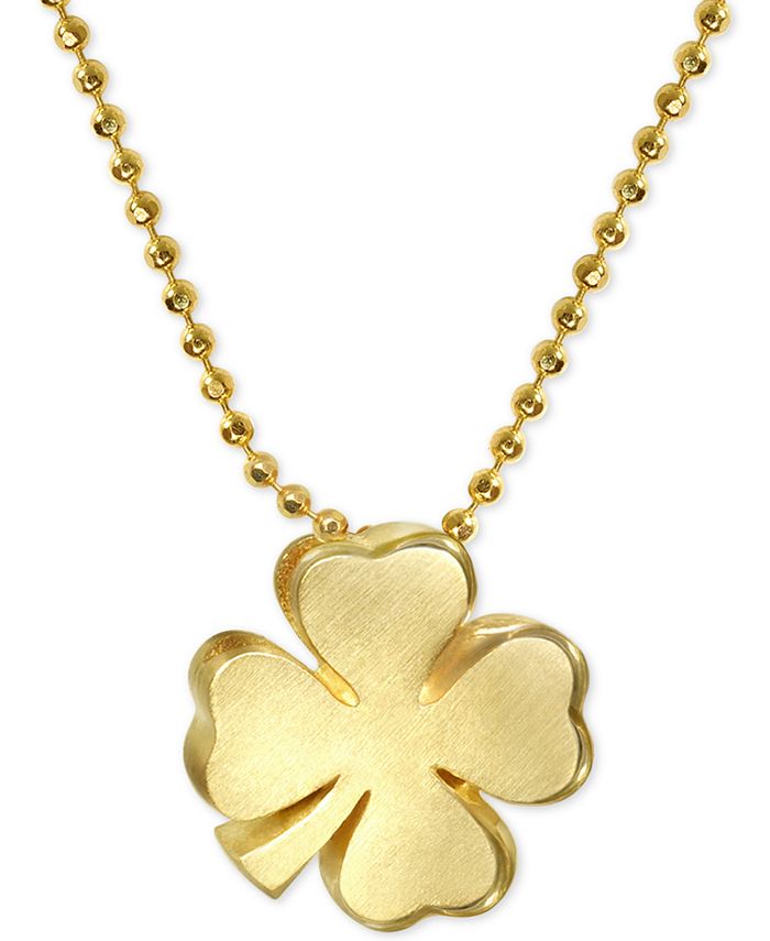 Alex Woo Shamrock Pendant Necklace in 14k Gold - Macy's