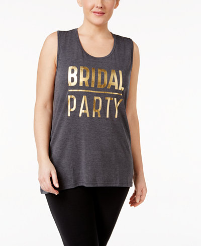 Ideology Plus Size Bridal Party Racerback Tank Top, Only at Macy's