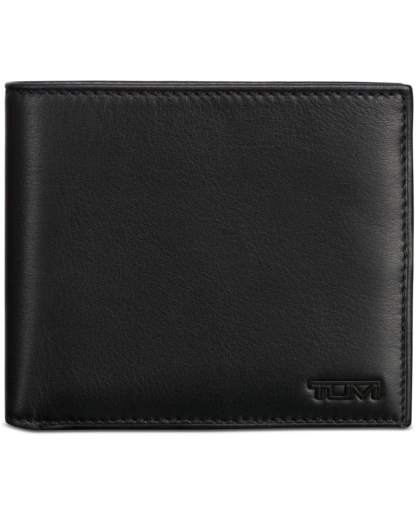 Мужские кошельки Tumi Global Nappa Leather Bifold Passcase, цвет: Чёрный — фото 1