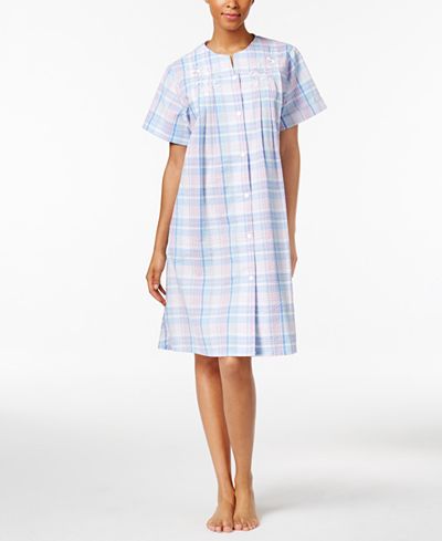 robe snap elaine miss plaid robes cotton