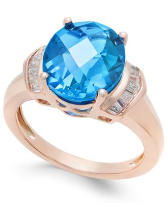 Macy's - London Blue Topaz (4-9/10 ct. t.w.) and White Topaz (1/4 ct. t.w.) Ring in 14k Rose Gold-Plated Sterling Silver