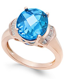 London Blue Topaz (4-9/10 ct. t.w.) and White Topaz (1/4 ct. t.w.) Ring in 14k Rose Gold-Plated Sterling Silver