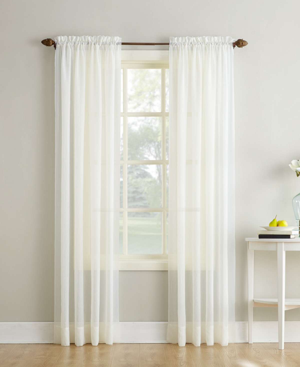 Crushed Sheer Voile Rod Pocket Curtain Panel