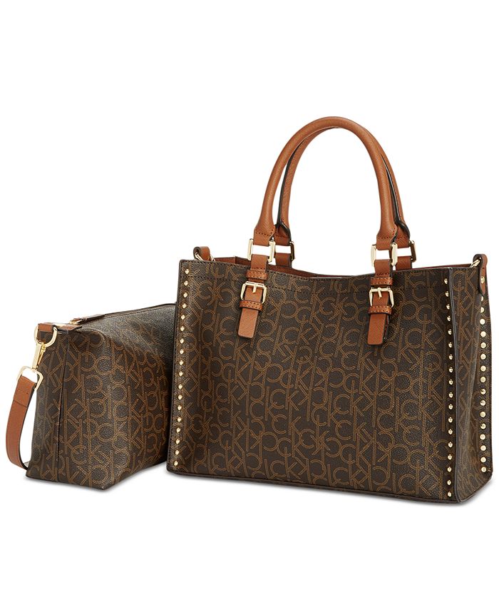 Calvin Klein 3-in-1 Medium Signature Satchel & Reviews - Handbags &  Accessories - Macy's
