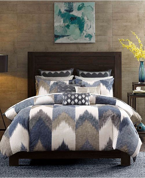 Ink Ivy Alpine Cotton Reversible Full Queen Chevron Stripe Print