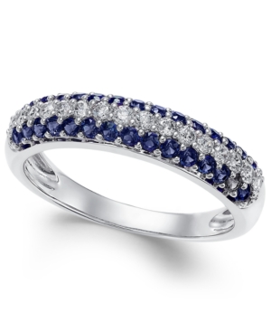 image of Sapphire (1/2 ct. t.w.) & Diamond (1/4 ct. t.w.) Ring in 14k White Gold