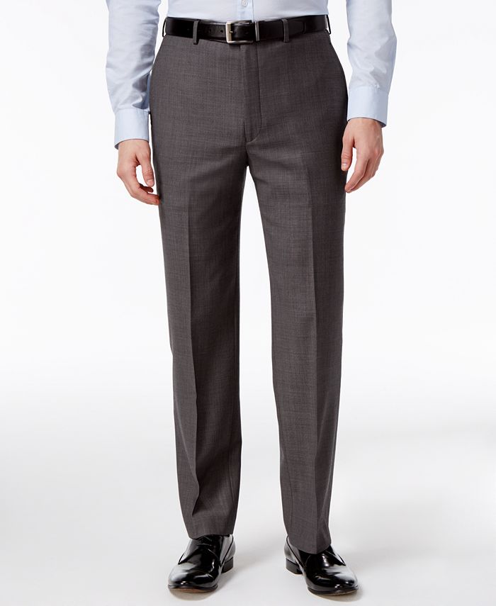Calvin Klein Pants Charcoal Pindot 100% Wool Modern Fit Suit Pants - Macy's