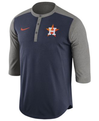 Nike Men s Houston Astros Dri Fit 3 4 Sleeve Henley T Shirt Macy s