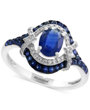 image of Royale Blue by Effy Sapphire (1-1/5 ct. t.w.) and Diamond (1/8 ct. t.w.) Ring in 14k White Gold