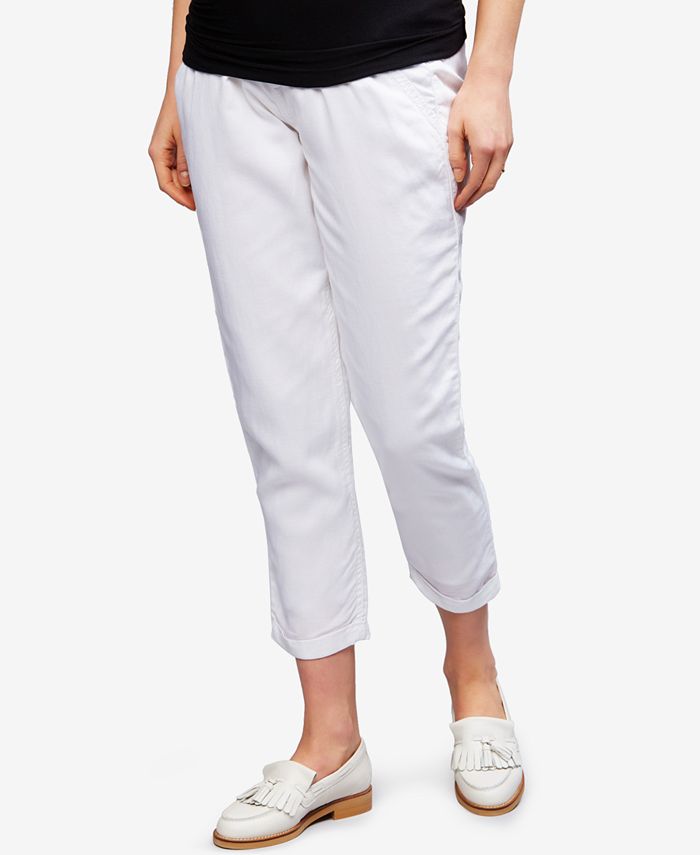 A Pea in the Pod Maternity Linen-Blend Cropped Pants - Macy's