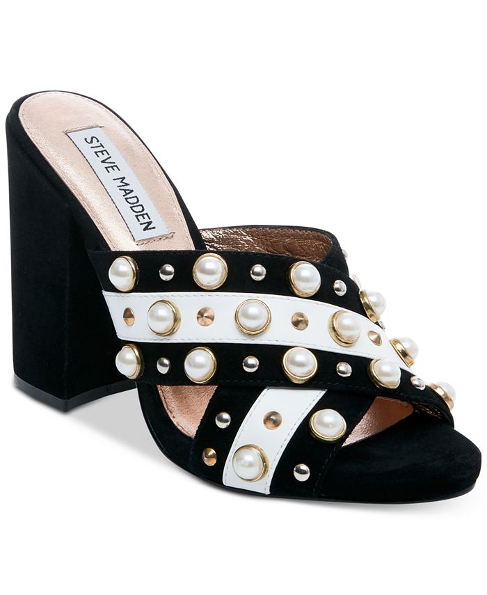 Steve Madden Women's Cove Pearl Studded Slides Macy's
