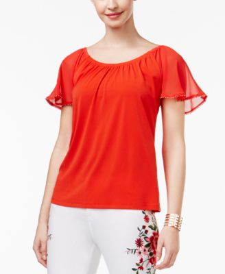 Thalia Sodi - Flutter-Sleeve Top