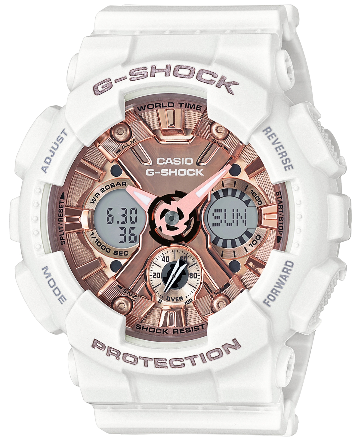 negeren Afhankelijk wees stil G-Shock Women's S Series Analog-Digital White and Rose Gold-Tone Watch 46mm  GMAS120MF7A2 & Reviews - All Watches - Jewelry & Watches - Macy's