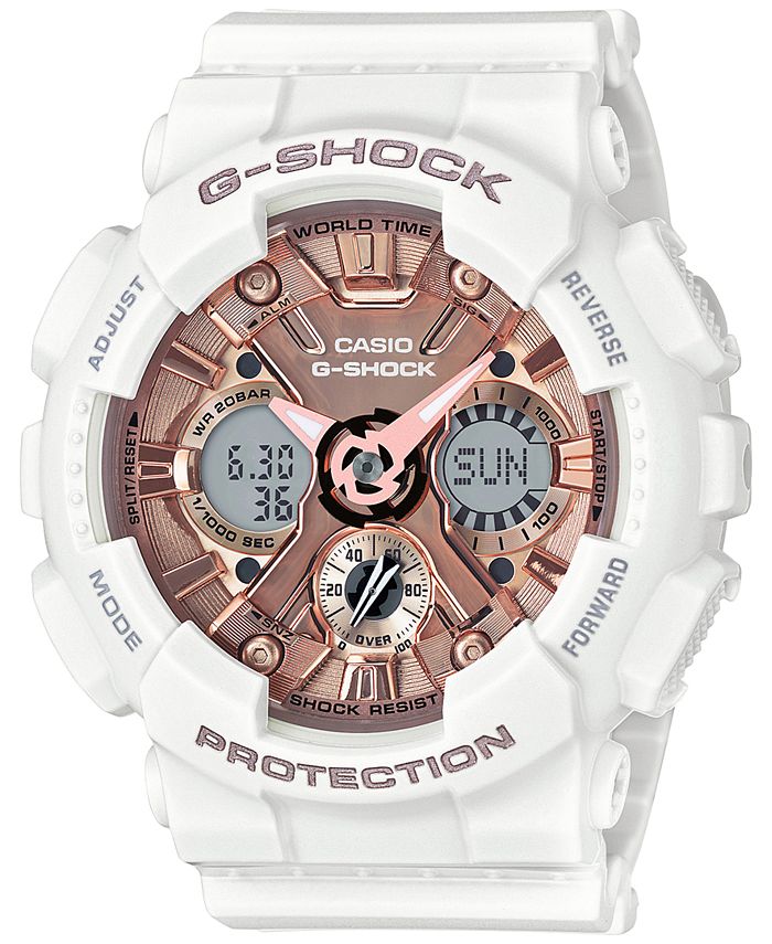 negeren Afhankelijk wees stil G-Shock Women's S Series Analog-Digital White and Rose Gold-Tone Watch 46mm  GMAS120MF7A2 & Reviews - All Watches - Jewelry & Watches - Macy's