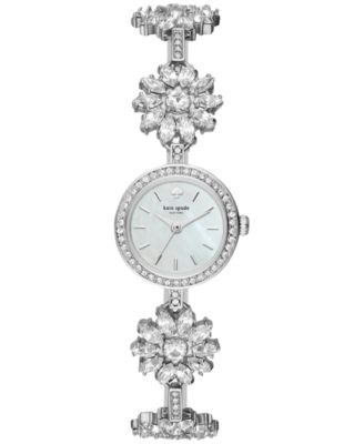 kate spade new york - Women's Daisy Chain Silver-Tone Stainless Steel and Crystal Bracelet Watch 20mm KSW1315