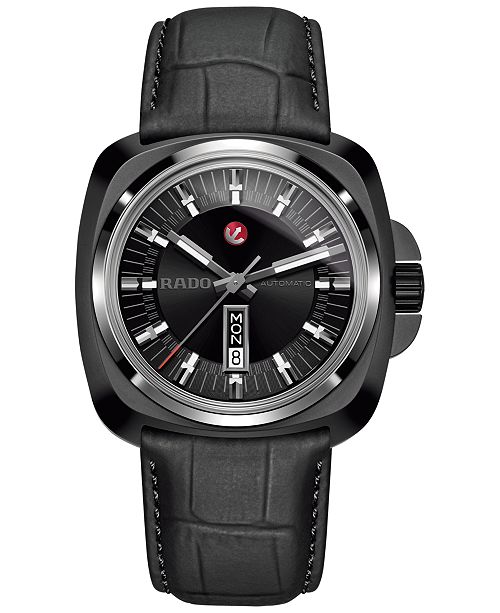 Rado Men S Automatic Swiss Hyperchrome 1616 Black Leather Strap Watch 46mm R3217155 Reviews All Fine Jewelry Jewelry Watches Macy S