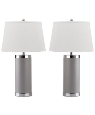 Safavieh - Set of 2 Leather Column Table Lamps