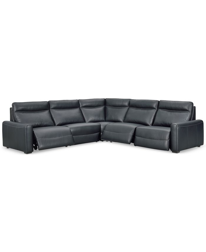 Furniture Marzia 5 Pc. Leather Sectional with 3 Power Recliners