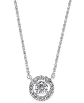 Macy's Diamond Halo Pendant Necklace (1/2 ct. t.w.) in 14k White Gold ...