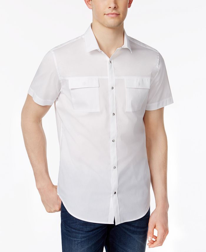 Calvin Klein Men's Stretch Snap-Front Dual-Pocket Shirt & Reviews - Casual  Button-Down Shirts - Men - Macy's