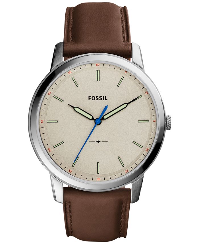 Fossil Men's The Minimalist Brown Leather Strap Watch 44mm FS5306 Macy's