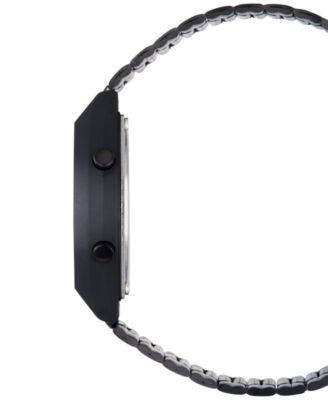 Men's Digital Vintage Black Stainless Steel Bracelet Watch 39x39mm B640WB-1BMV