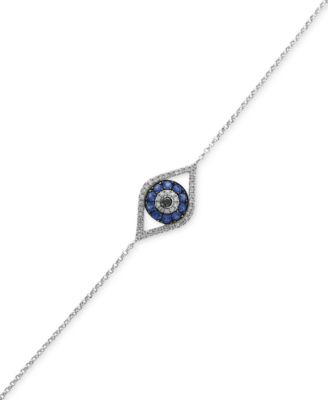 EFFY&reg; Sapphire (1/4 ct. t.w.) and Diamond (1/6 ct. t.w.) Evil Eye Bracelet in 14k White Gold(Also Available In 14k Yellow Gold)