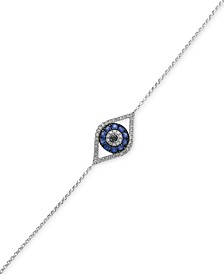EFFY® Sapphire (1/4 ct. t.w.) and Diamond (1/6 ct. t.w.) Evil Eye Bracelet in 14k White Gold(Also Available In 14k Yellow Gold)