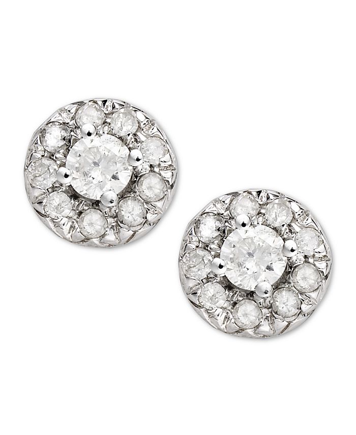Macy's Diamond Round Stud Earrings in 14k White Gold (1/4 ct. t.w) - Macy's