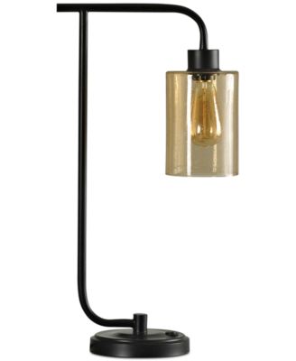 Stylecraft Seeded Amber Desk Lamp, Industrial Bronze Arc Floor Lamp With Dimpled Glass Shade