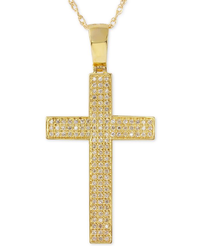 Macy's - Men's Diamond Geometric Cross Pendant Necklace (1/2 ct. t.w.) in 10k Gold