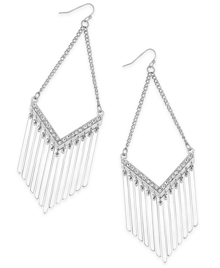 Thalia Sodi Pavé Fringe Drop Earrings, Created for Macy's - Macy's