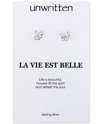 Unwritten - Sterling Silver Earrings, Sunflower Stud Earrings