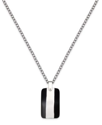 Sutton by Rhona Sutton - Men's Two-Tone Stainless Steel Dog Tag Pendant Necklace