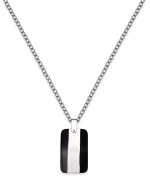 image of Sutton by Rhona Sutton Men-s Two-Tone Stainless Steel Dog Tag Pendant Necklace