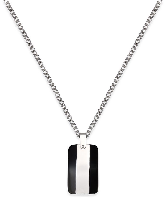 Sutton by Rhona Sutton - Men's Two-Tone Stainless Steel Dog Tag Pendant Necklace