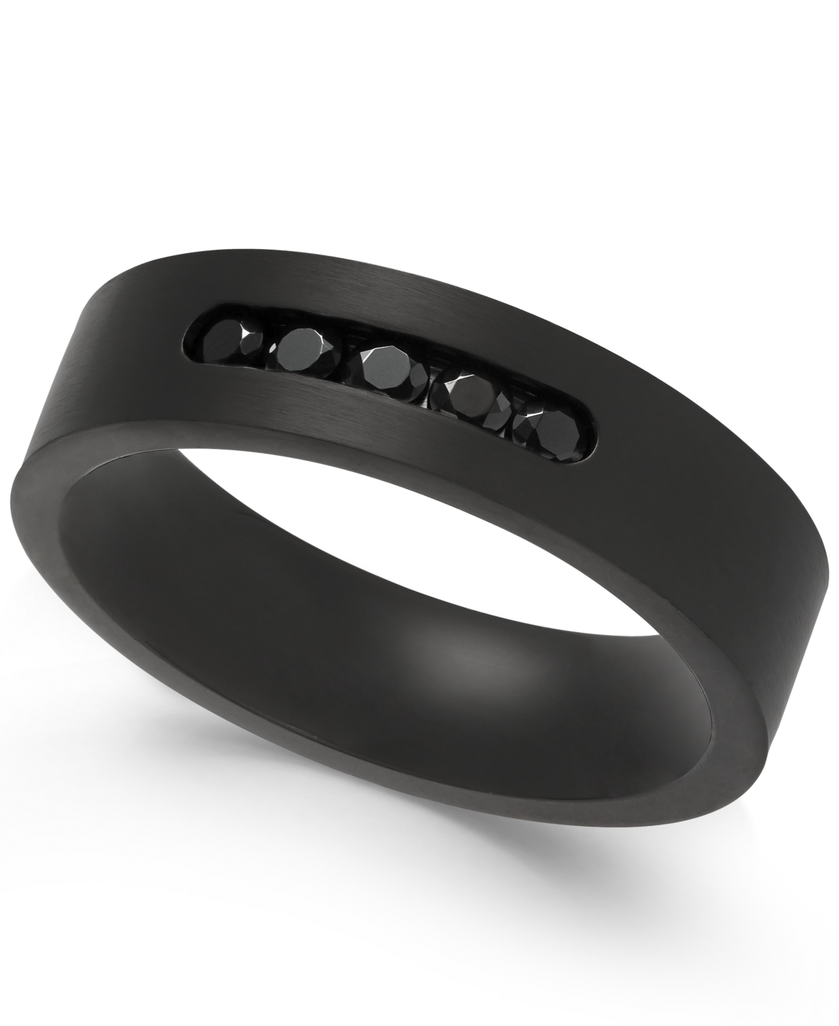 Men's Black-Tone Stainless Steel Jet Cubic Zirconia Ring - Black