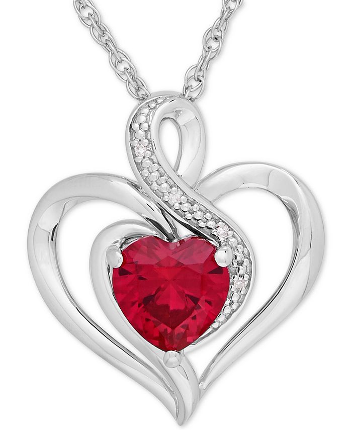 Macy's LabCreated Ruby (11/6 ct. t.w.) & Diamond Accent Heart Pendant
