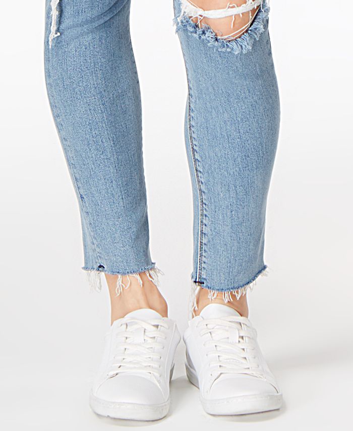 Hudson Jeans Ripped Raw-Hem Skinny Jeans & Reviews - Jeans - Women - Macy's
