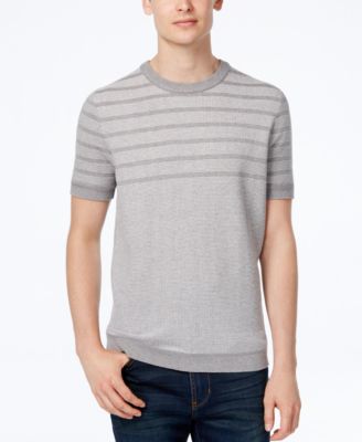 Ben Sherman - Men's Waffle-Knit Half-Striped Cotton Sweater