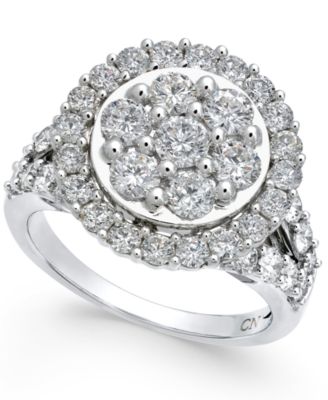 Macy's - Diamond Round Cluster Halo Ring (2-1/2 ct. t.w.) in 14k White Gold