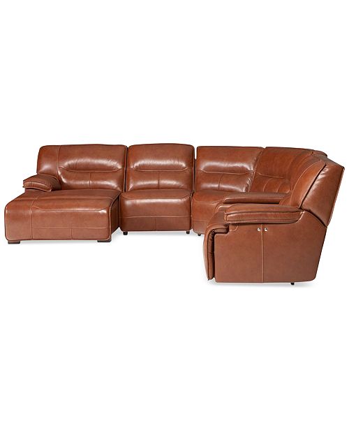 Furniture CLOSEOUT! Beckett 6pc Leather Sectional Sofa with Chaise