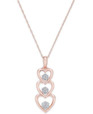 macy's rose gold diamond heart necklace