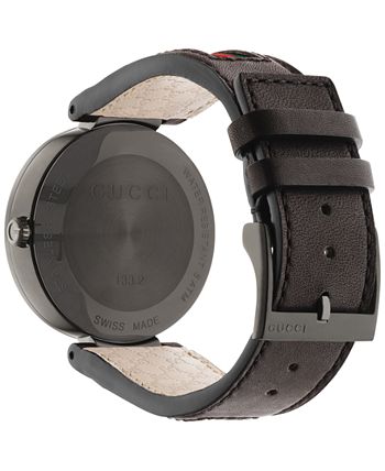energía Física Proponer Gucci Watch, Unisex Swiss Interlocking Green and Red Striped Black Leather  Strap 42mm YA133206 - Macy's