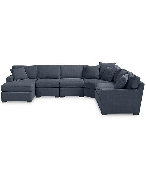 Furniture Radley 6-Piece Fabric Chaise Sectional Sofa - Custom Colors, Created for Macy&#39;s ...