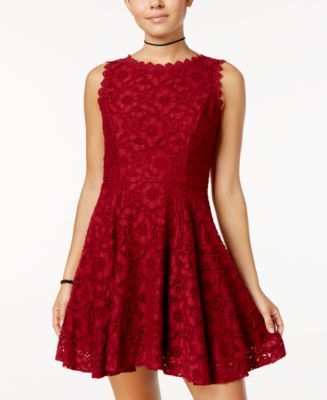 City Studios Juniors' Lace Fit & Flare Dress - Macy's