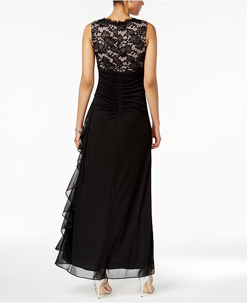 betsy and adam lace sleeve gown