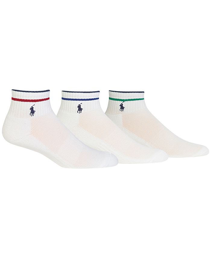 Polo Ralph Lauren - Men's 3-Pk. Striped Quarter Socks