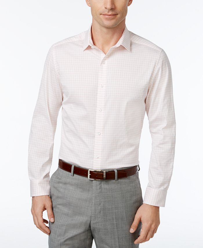 Bar III Men's Slim-Fit Stretch Coral Twill Gingham Dress Shirt, Created ...