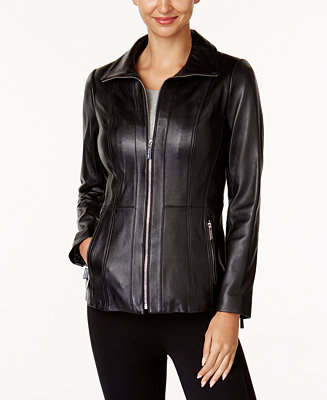 Michael Kors Leather Jacket - Macy's